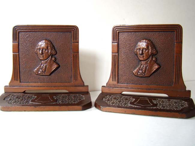 A fine pair of antique bookends circa 1930 depicting George Washington made by Judd Manufacturing — image 2